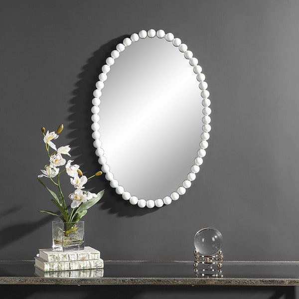 Oval Beaded Mirror Frame