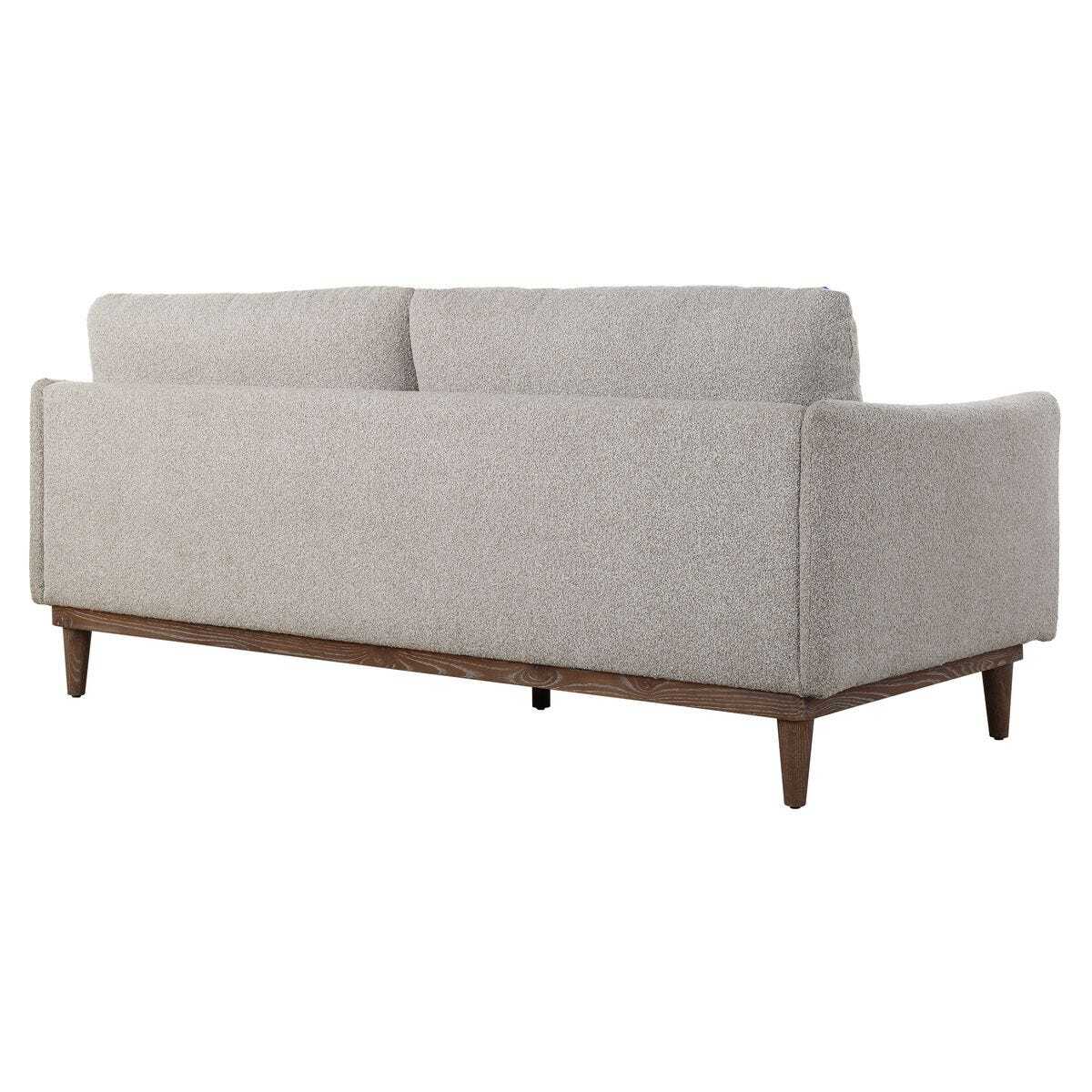 Gray sofa with wooden legs on a white background