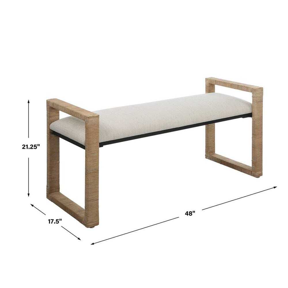 Bench with dimensions labeled on a white background
