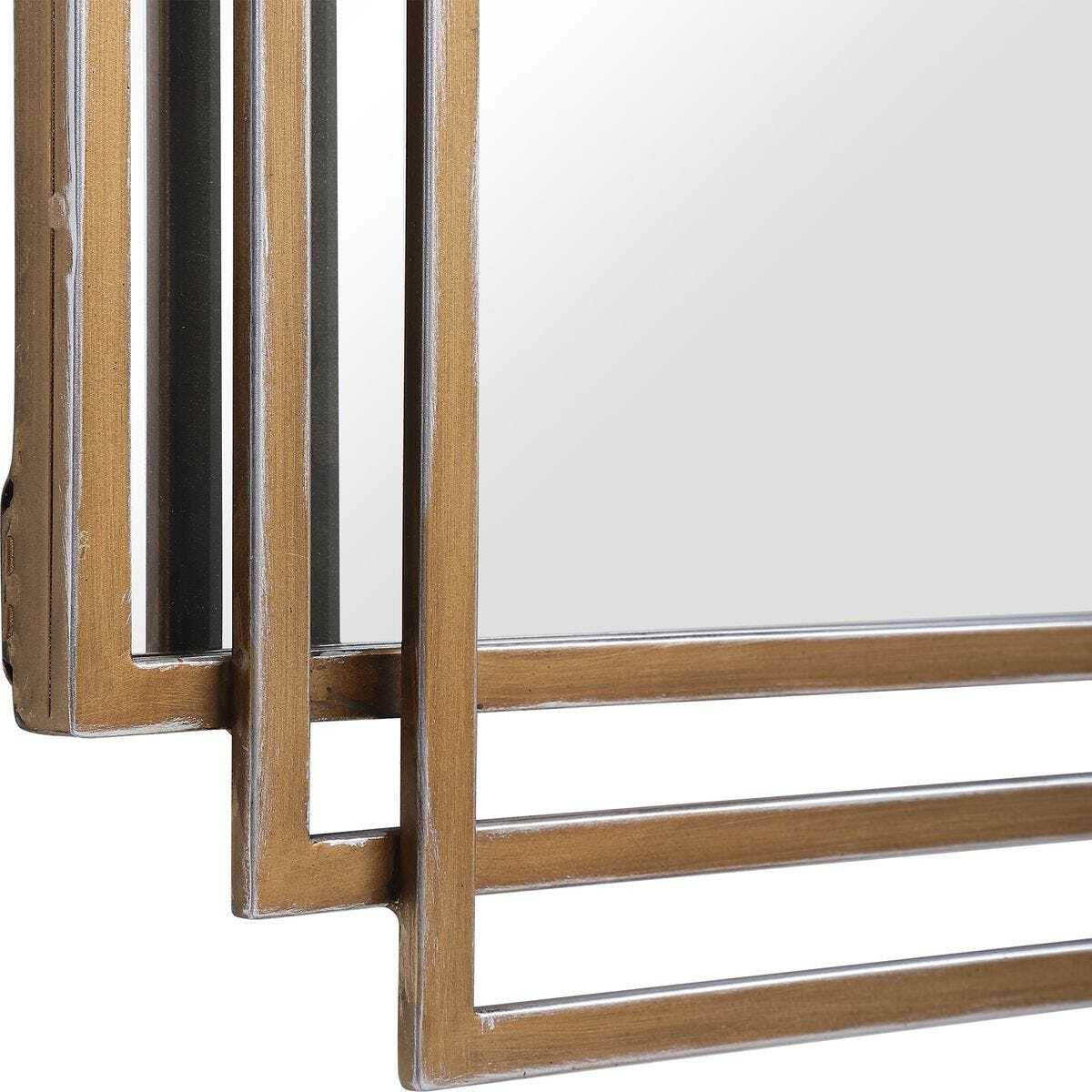 Close-up of a metallic frame with reflective surface