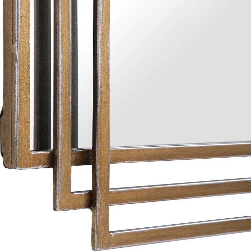 Close-up of a metallic frame with reflective surface