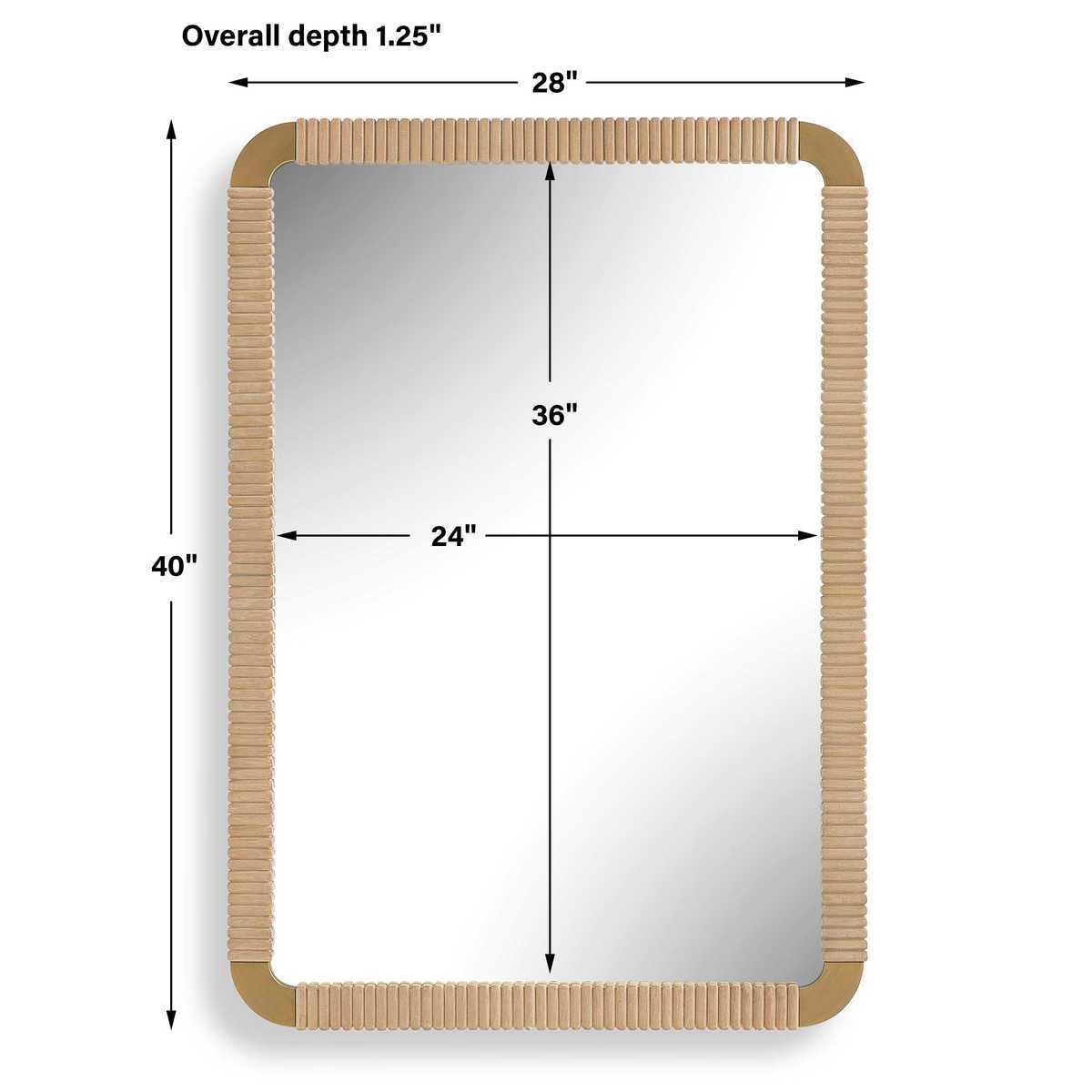 Rectangular mirror with dimensions labeled on a white background