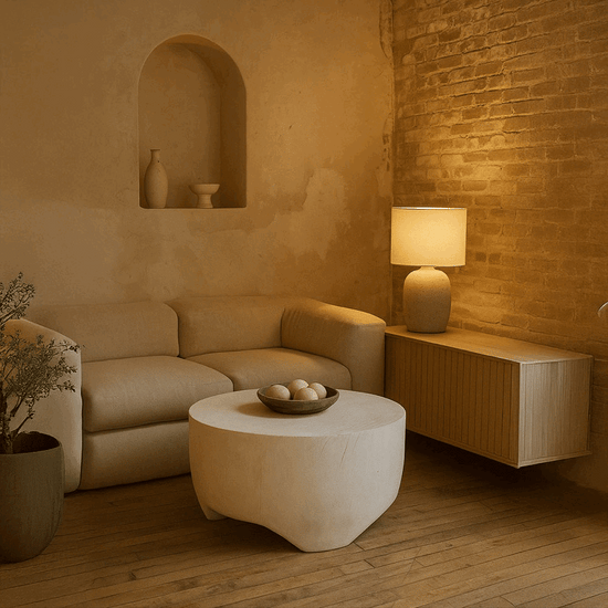 Images of rooms with lamps and side tables in various rooms throughout a modern home.