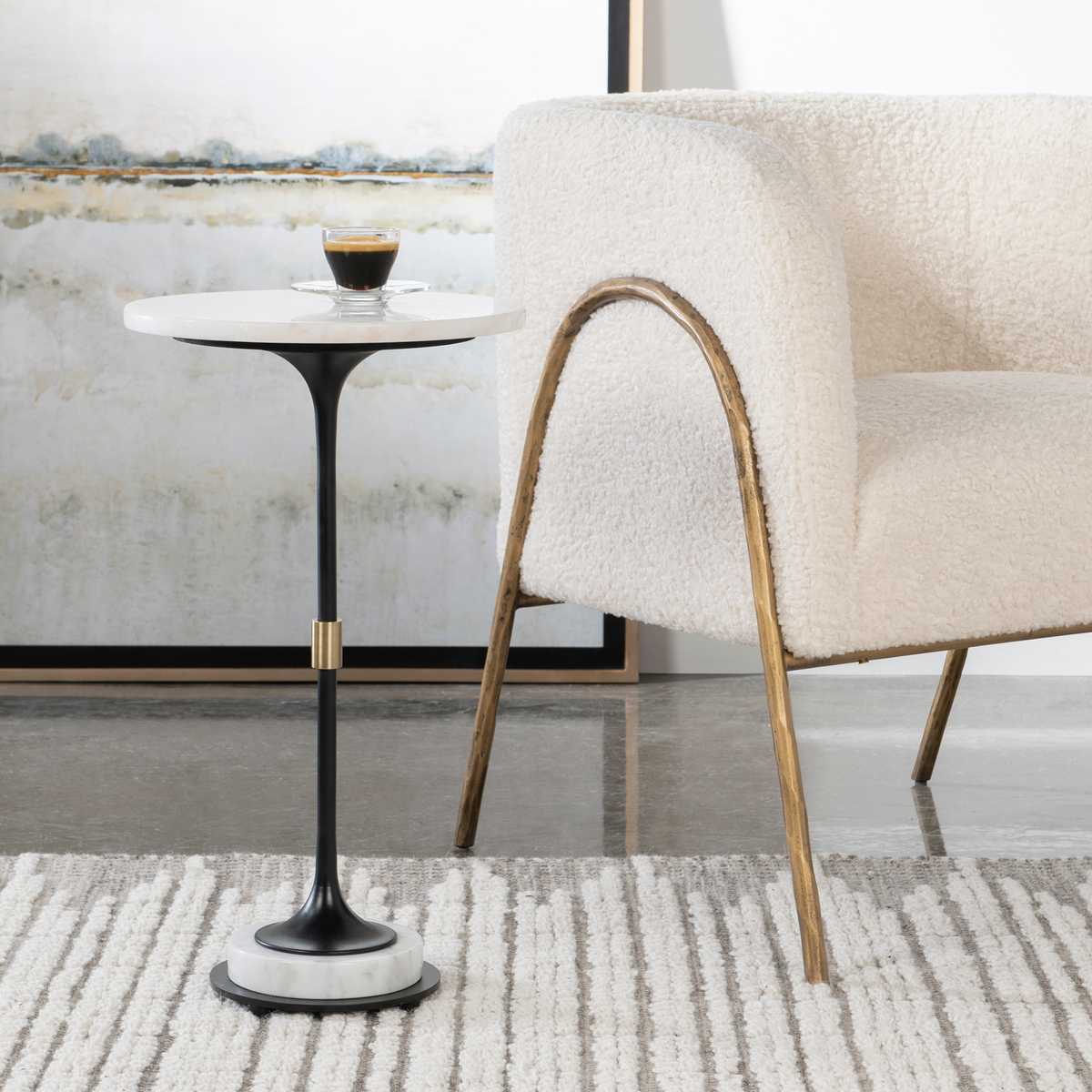 Modern armchair and side table in a stylish room setting