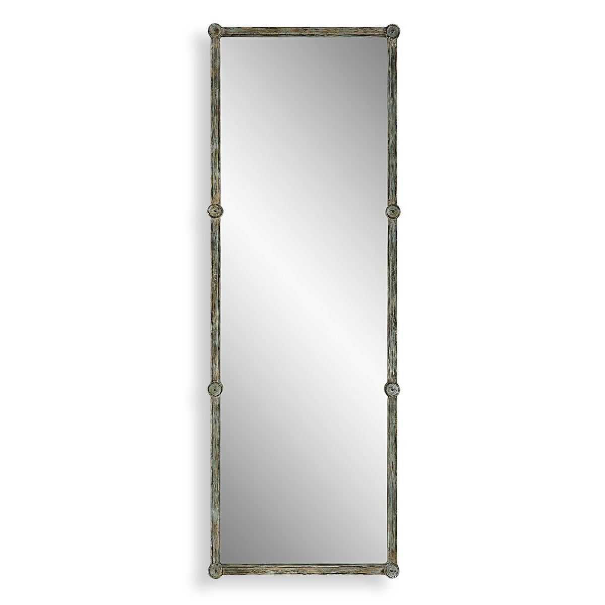 Rectangular mirror with decorative frame on a white background