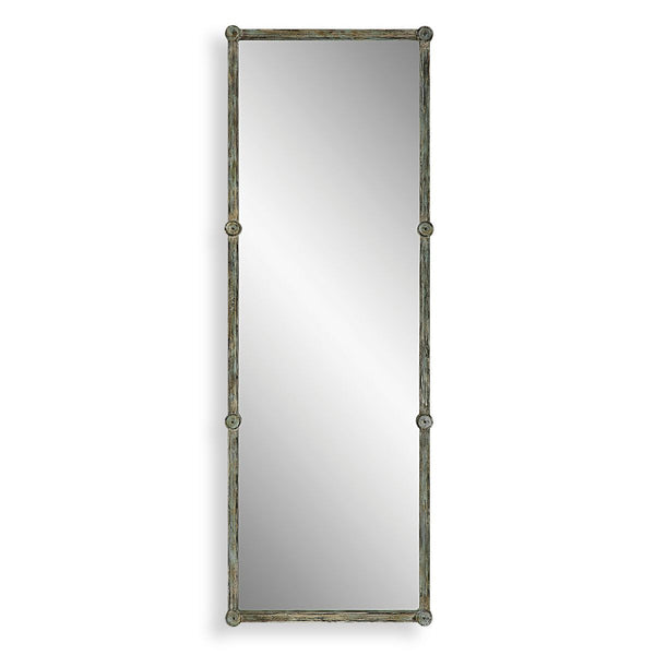 Rectangular mirror with decorative frame on a white background
