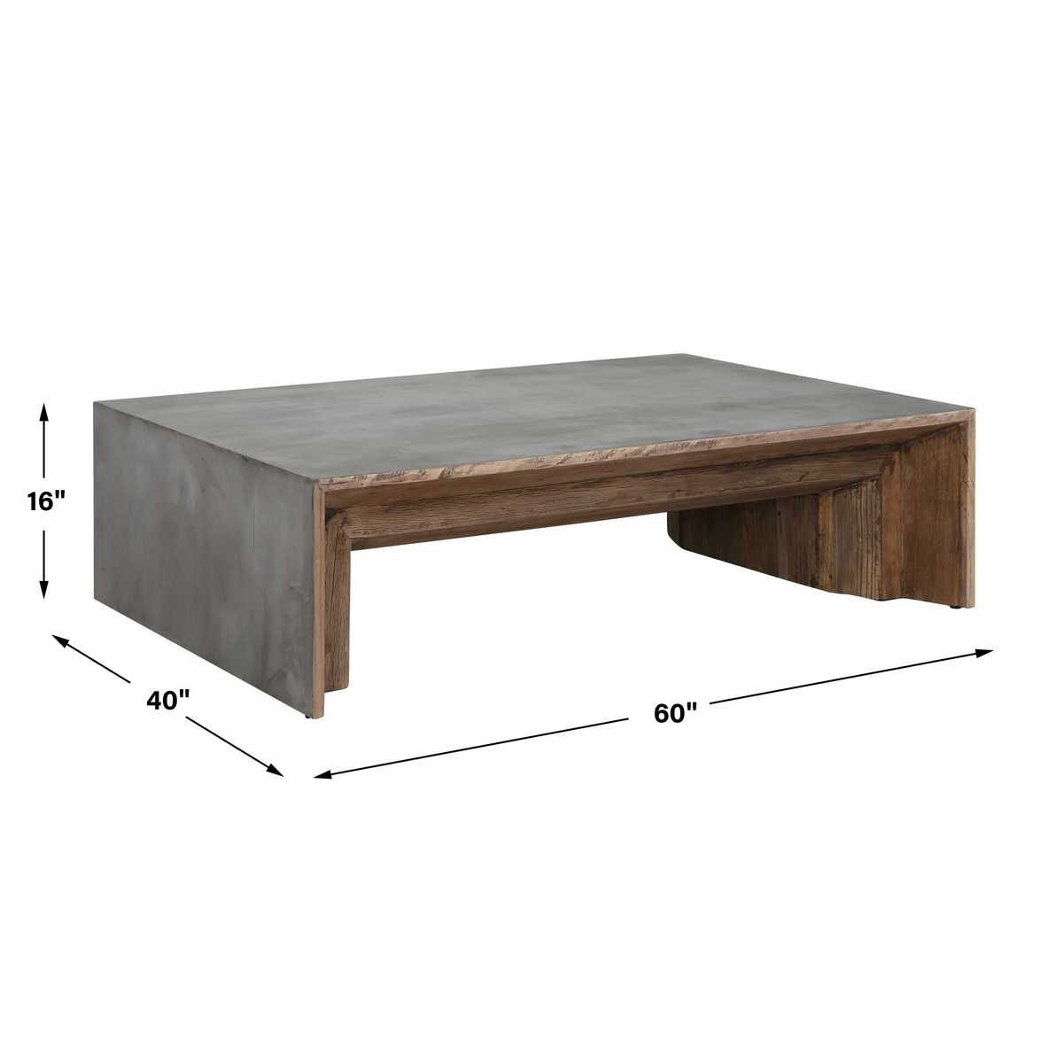 Coffee table with dimensions on a white background