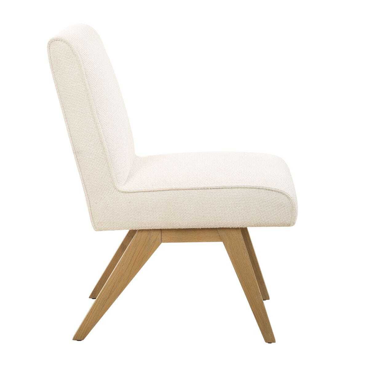 Beige chair with wooden legs on a white background