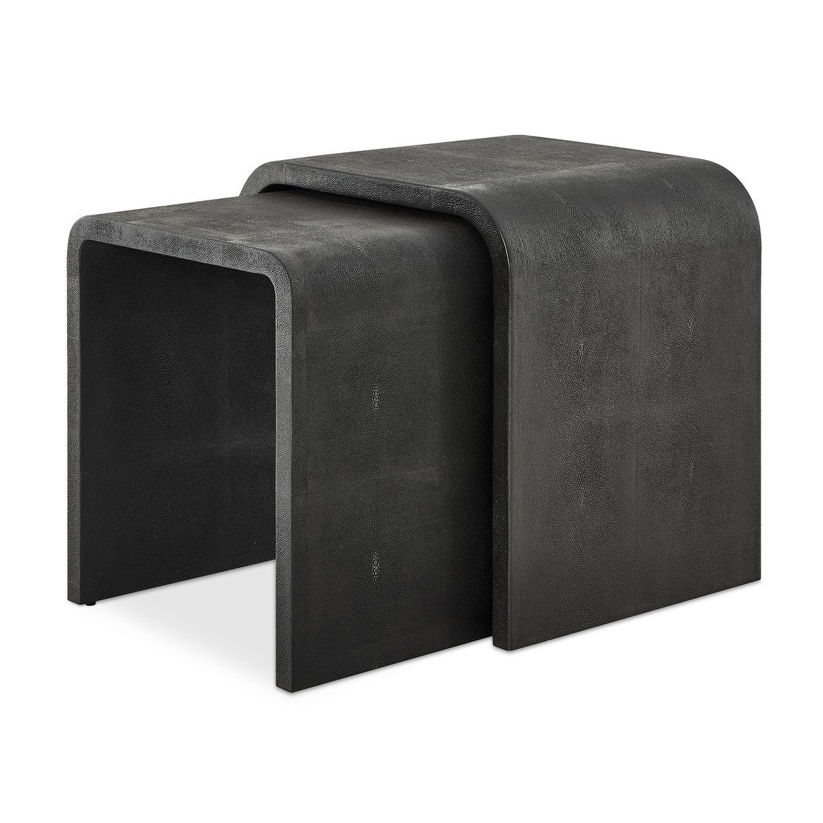 Table Color:black Black Nesting Tables - Set of 2, Shagreen - Htgt Furniture