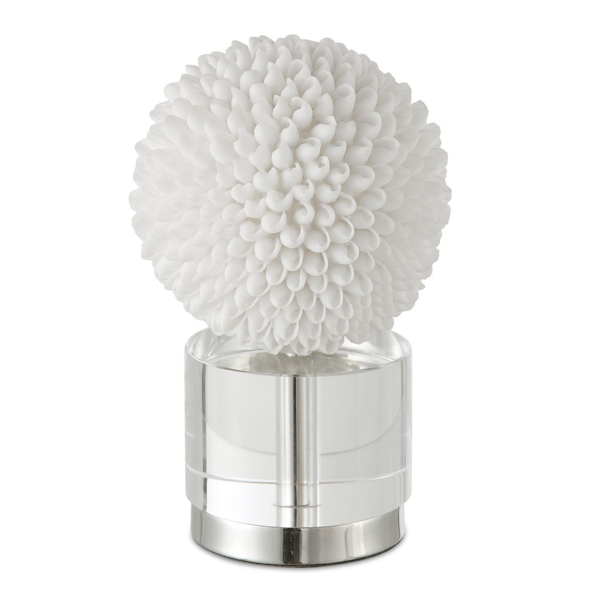 Shell orb with a white top and crystal base.