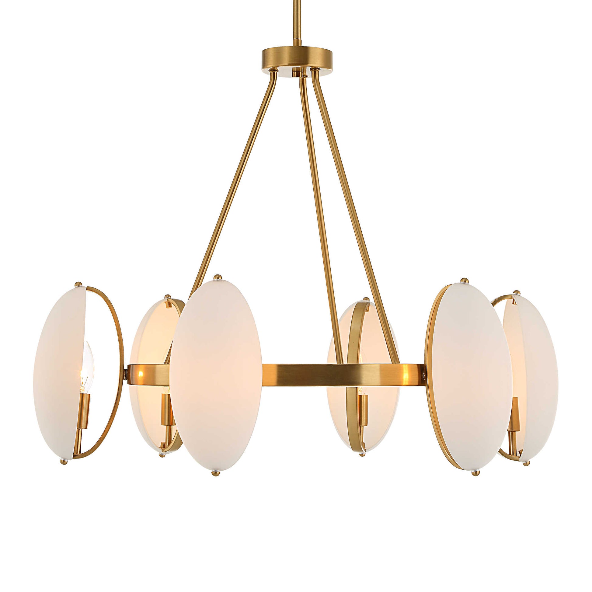 Six Light Chandelier in Brass