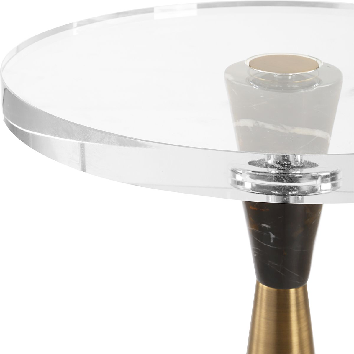 Brass Pedestal Table or Acrylic Surface.