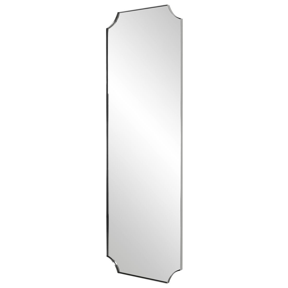 Long Narrow polished nickel mirror.
