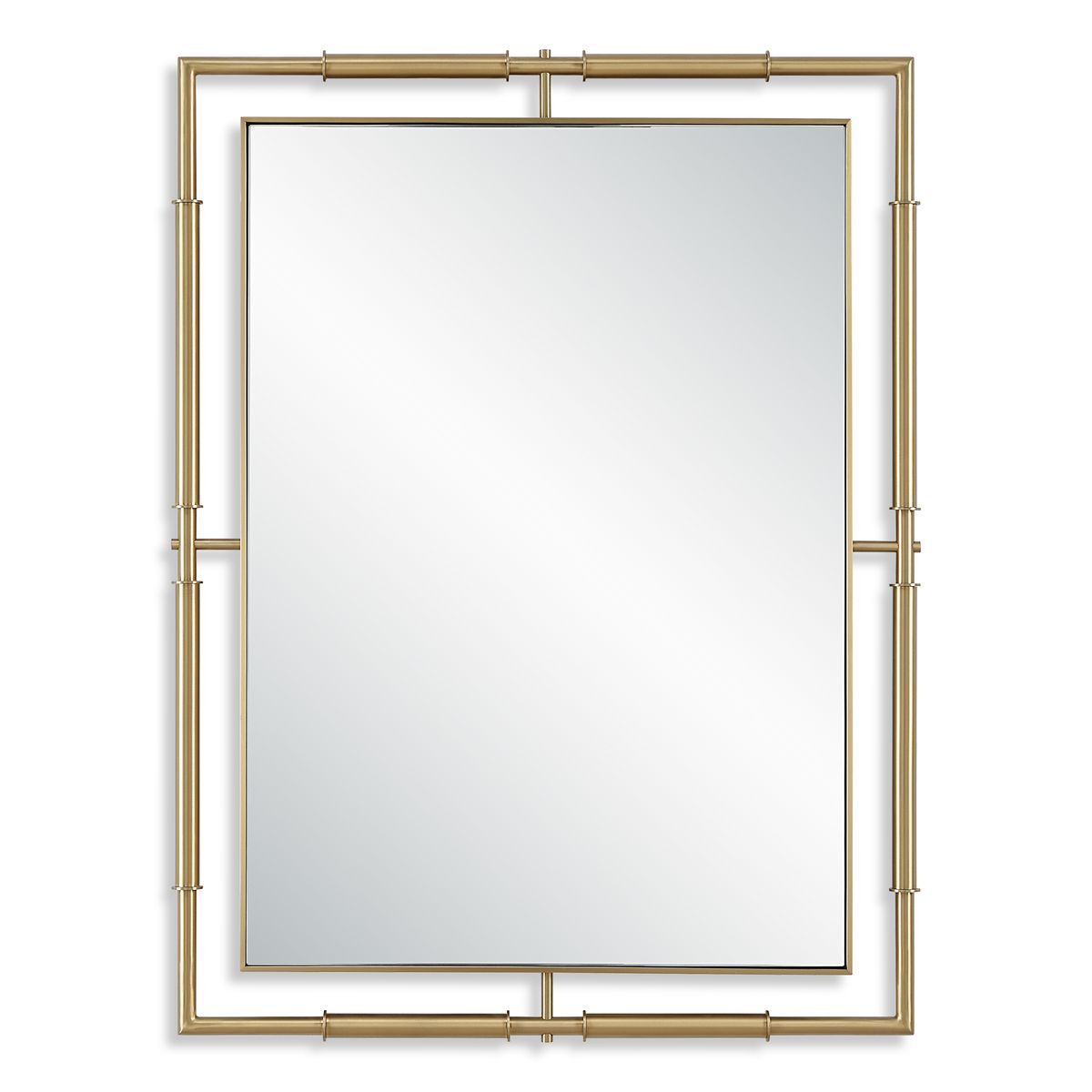 Rectangular mirror with a gold frame on a white background