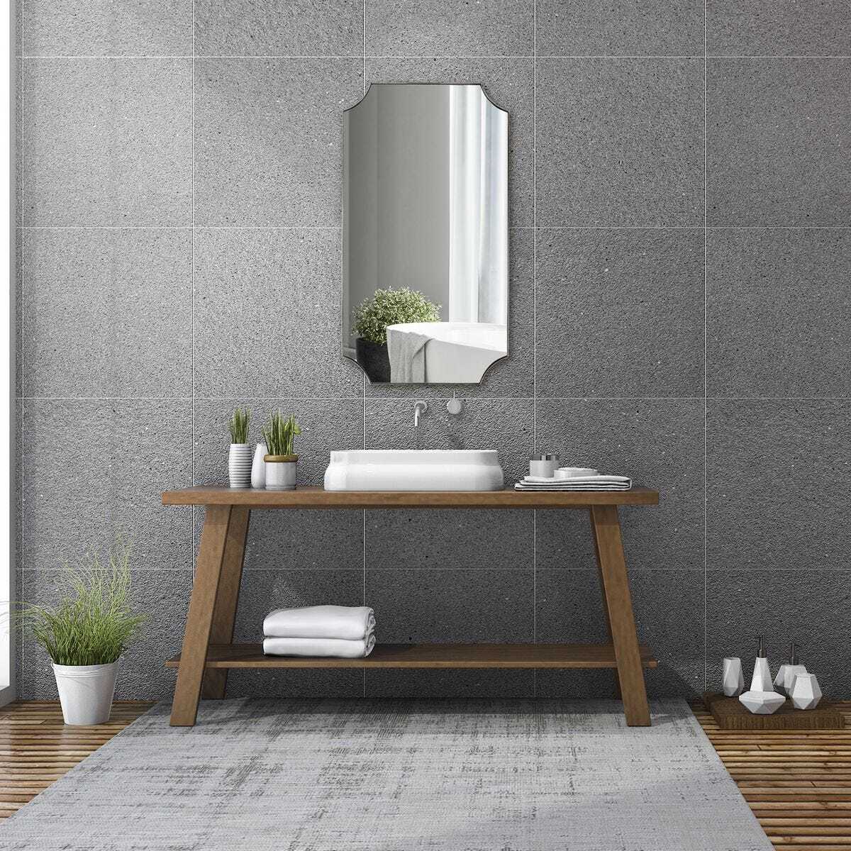 Traditional Scalloped Polished Nickel Mirror