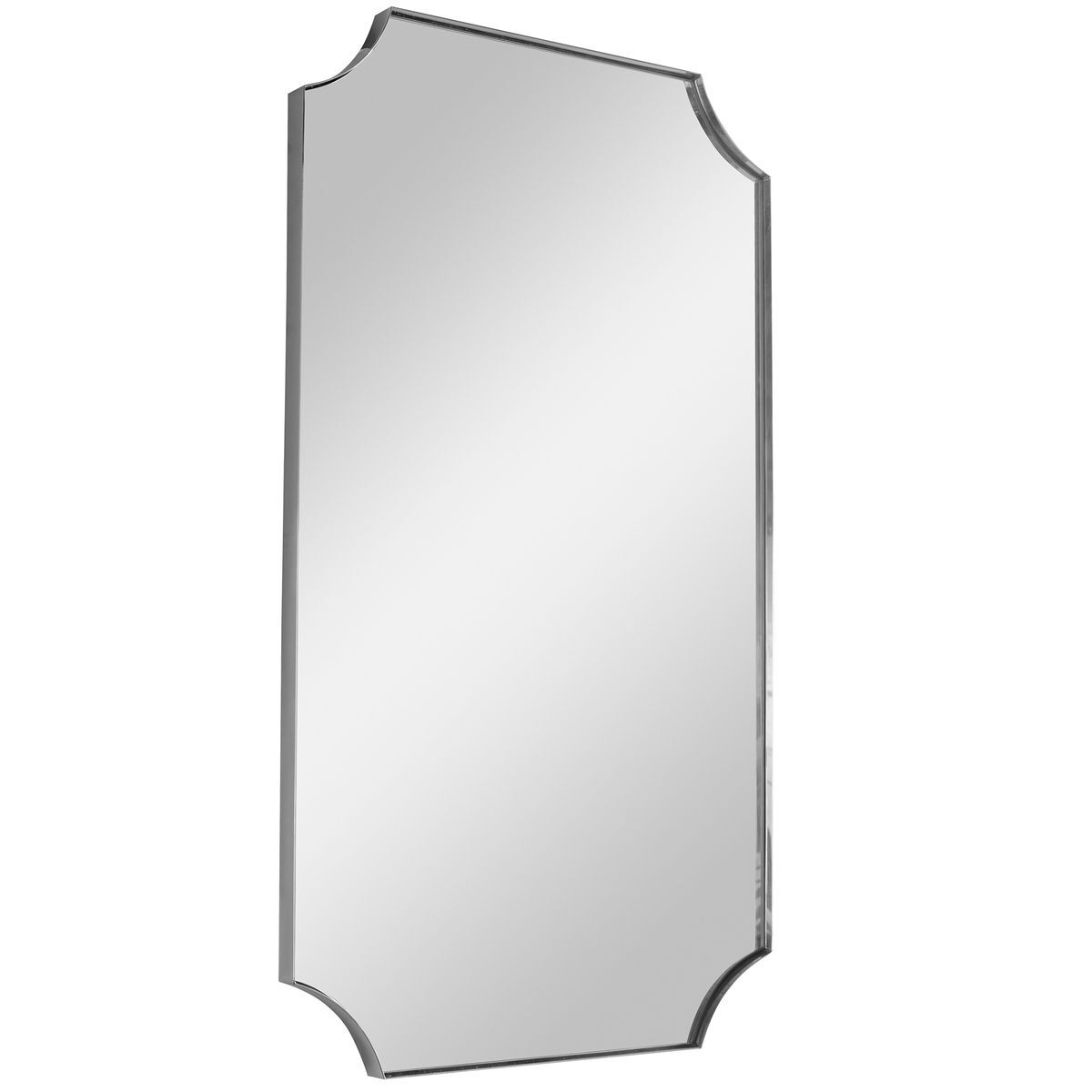 Traditional Scalloped Polished Nickel Mirror