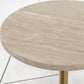 Travertine surface of accent table.