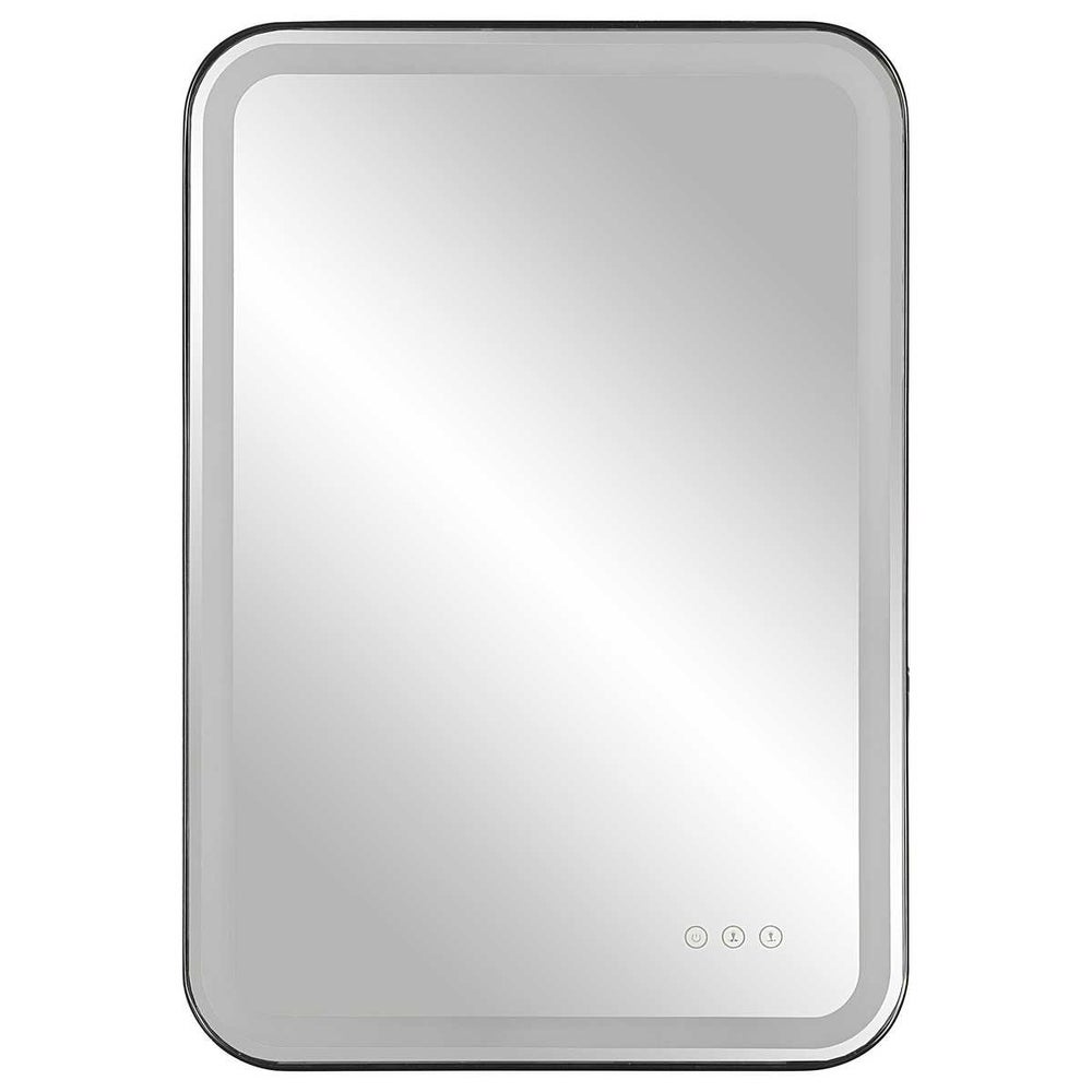 Rectangular mirror with a black frame on a white background