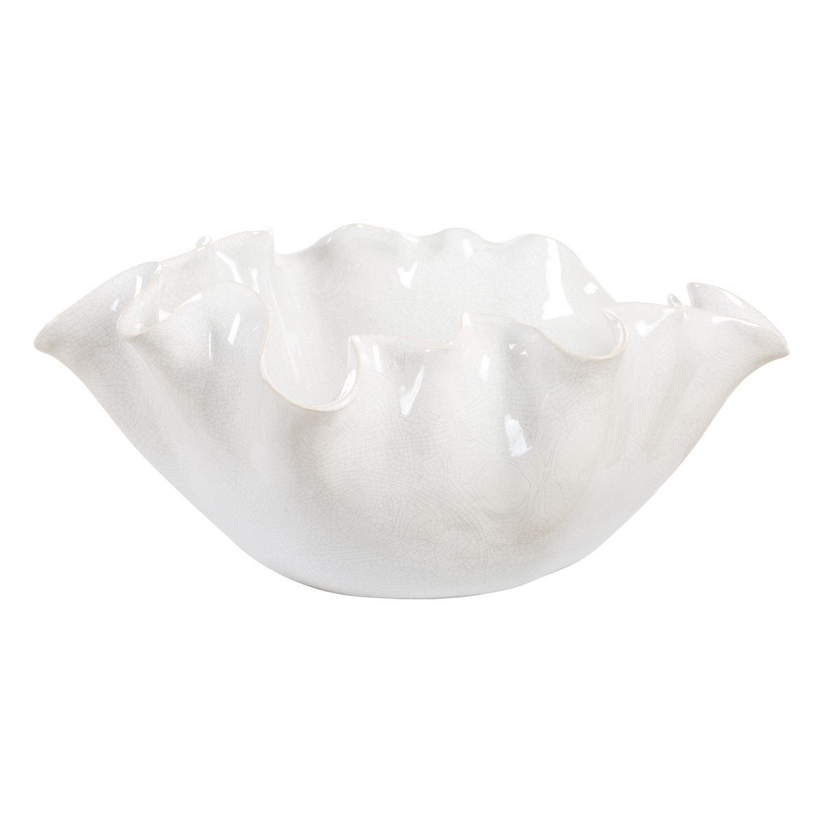 White ceramic bowl with a wavy edge on a white background