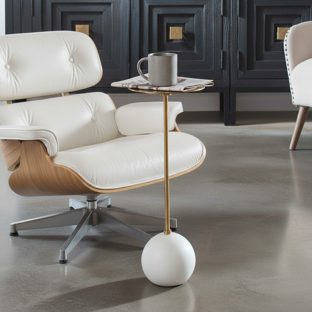 Eames chair and contemporary drink table.