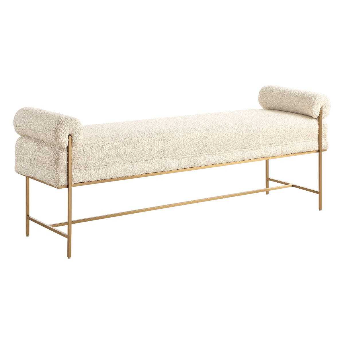White bolster bench with gold frame on a white background