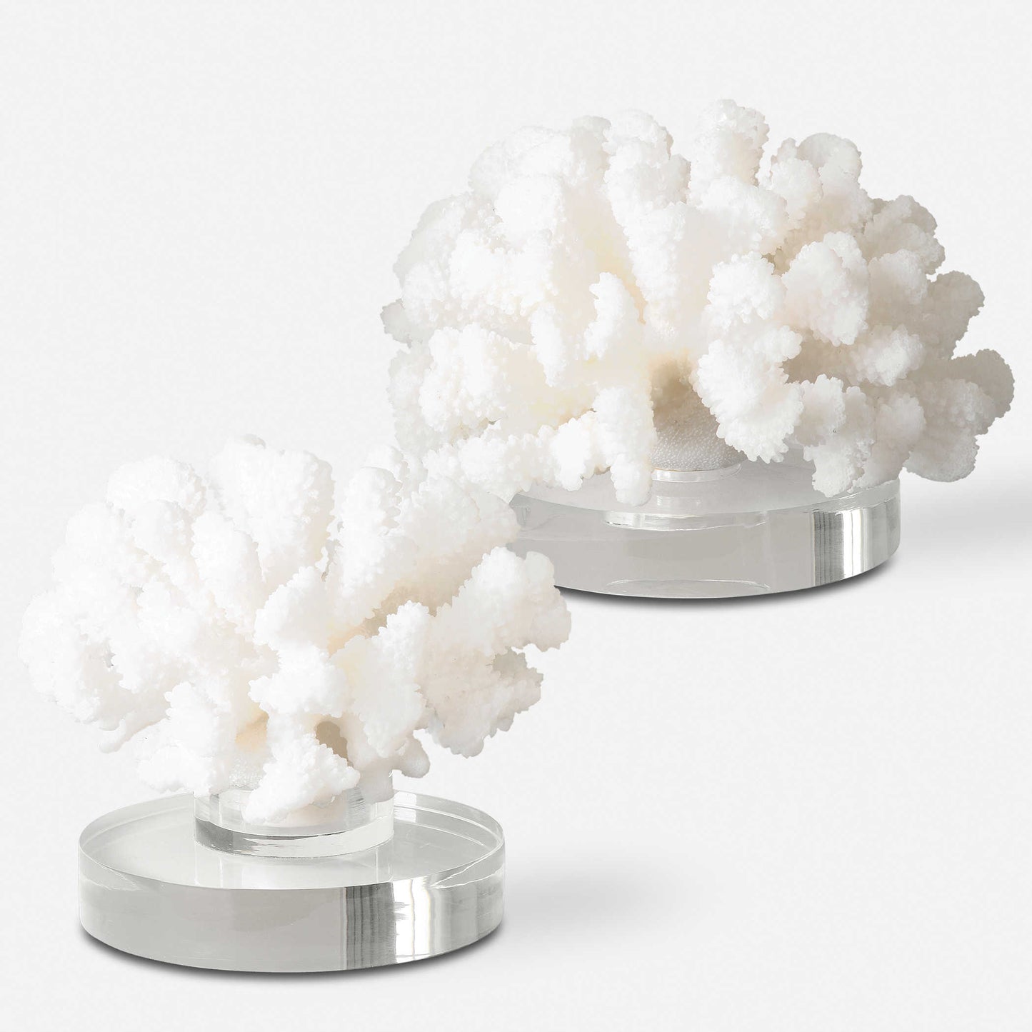 White coral coastal statues.