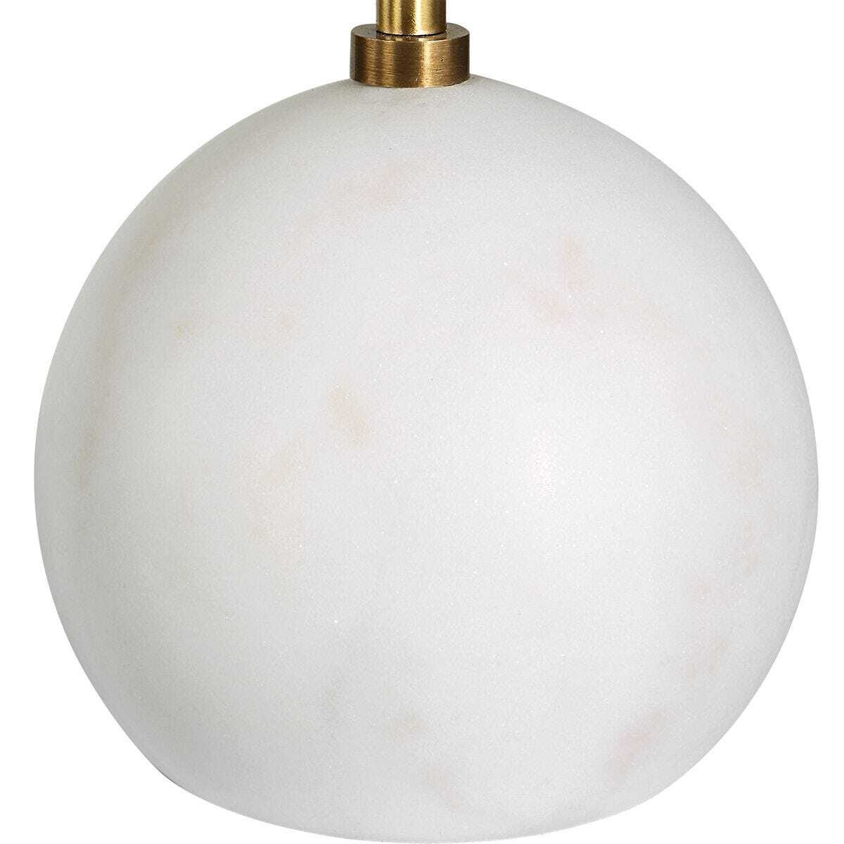 White spherical base of drink table.