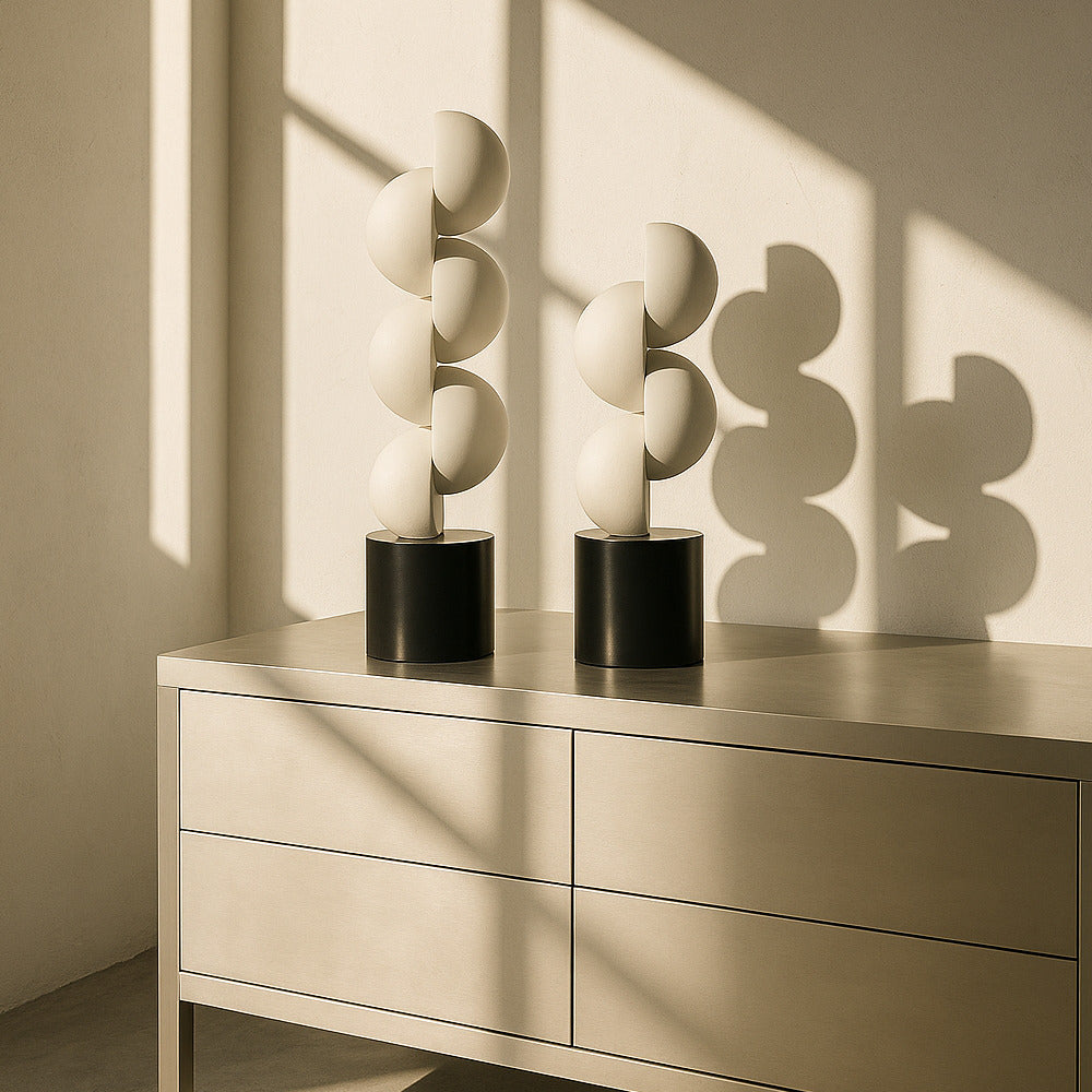 White modern sculpture sunlight.