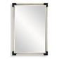 Nautical Mirror with White Rope frame and black corners on white background.