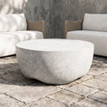 White Concrete Coffee Table, Light Stone Indoor Outdoor