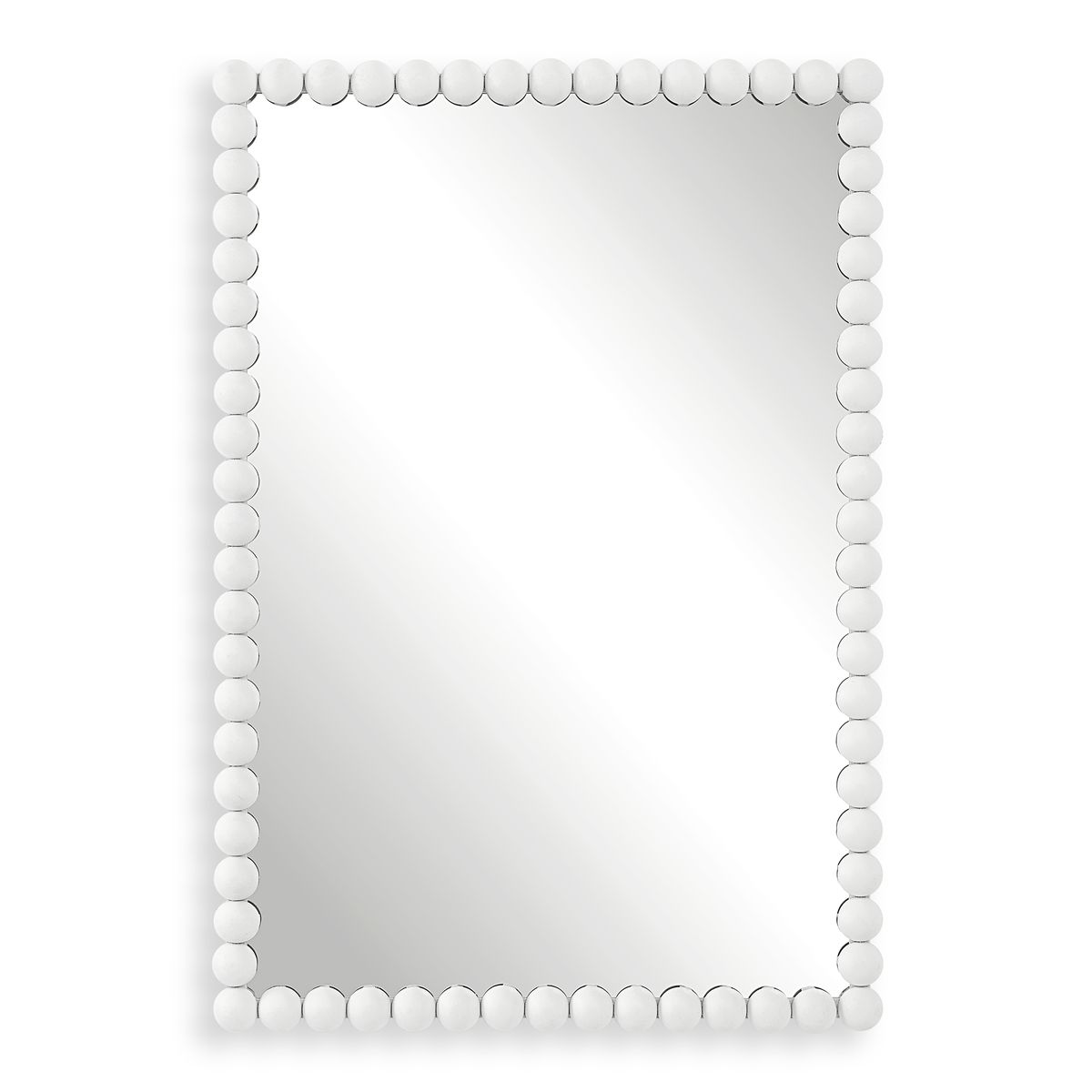 White rectangular vanity mirror.