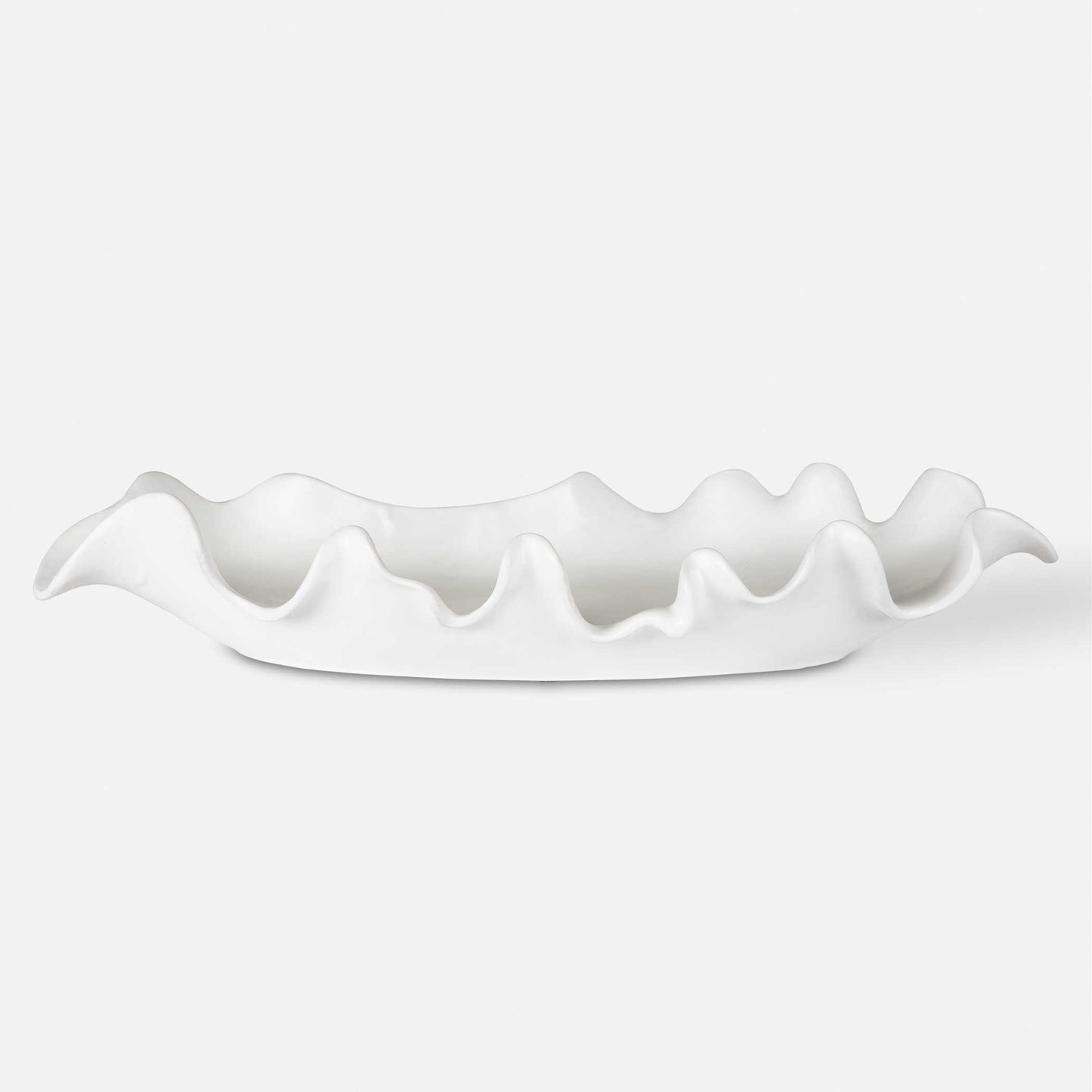 White squiggle tray with white background.