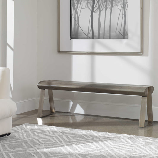 Neutral Wood Entryway Bench