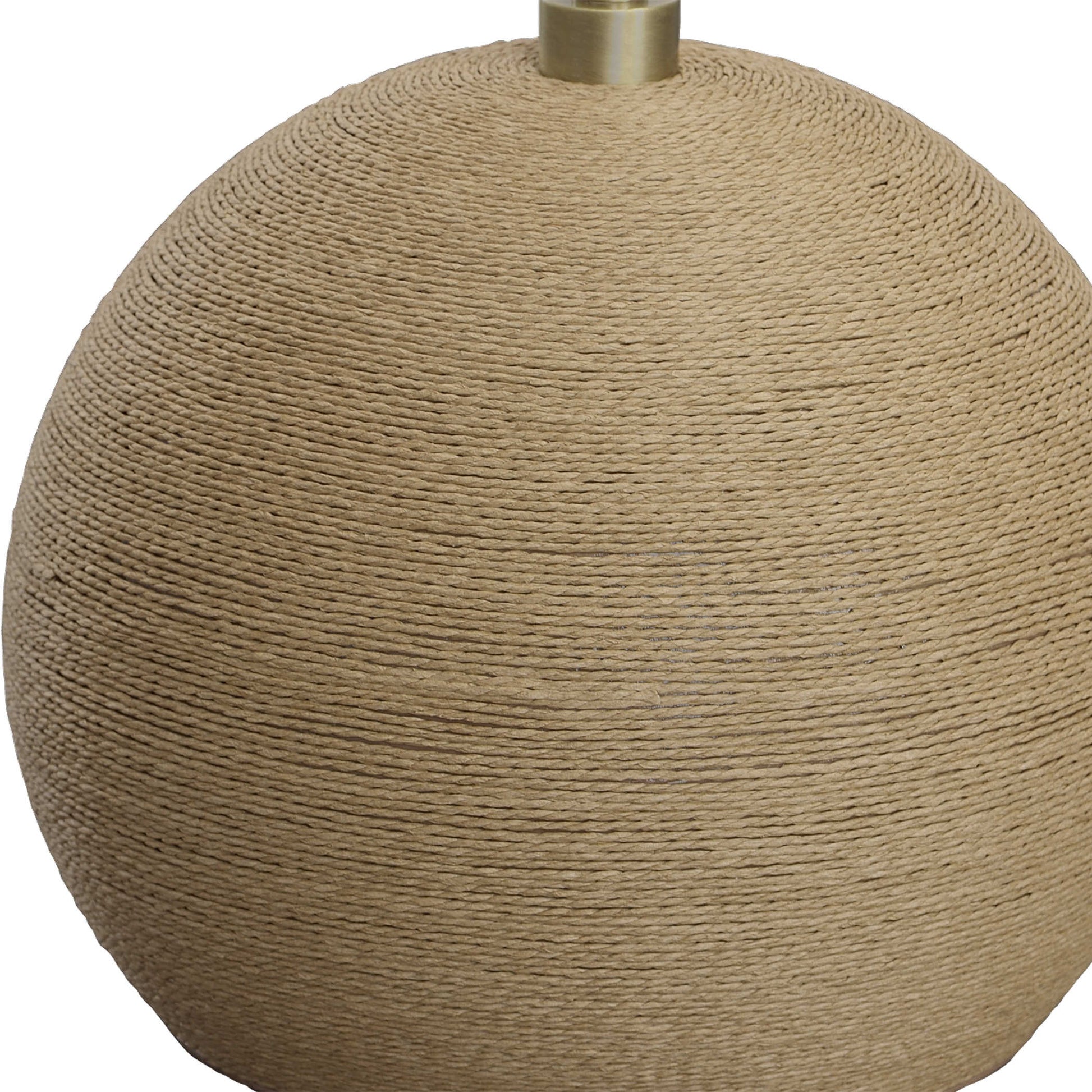 Woven Rattan Base of Coastal Floor Lamp.