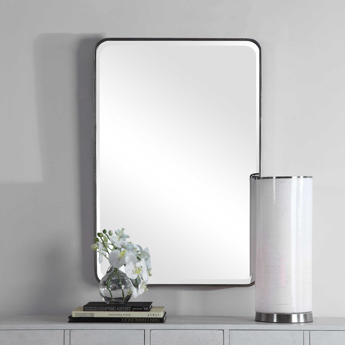 Silver leaf rectangle mirror