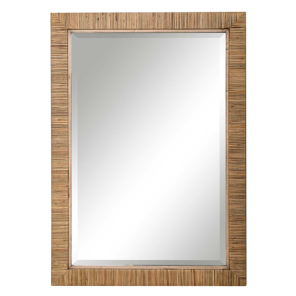 Rattan rectangle mirror