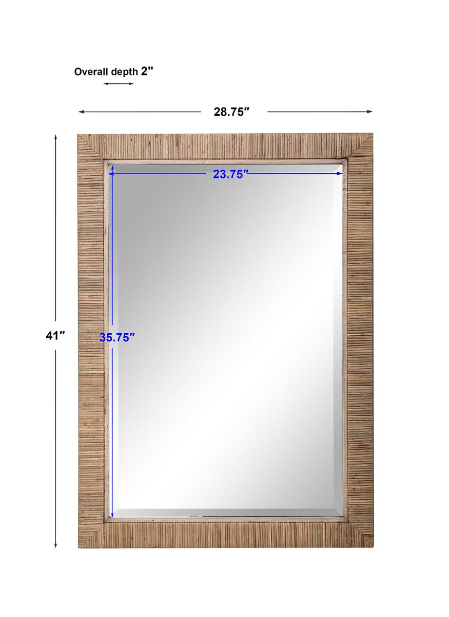 Rattan rectangle mirror