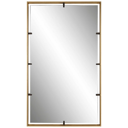 Warm gold rectangle mirror