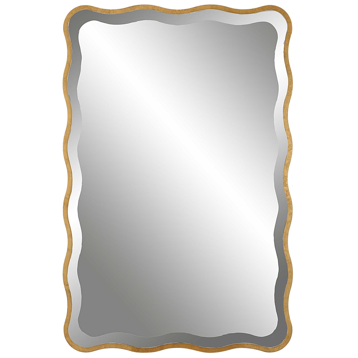 Scalloped gold mirror