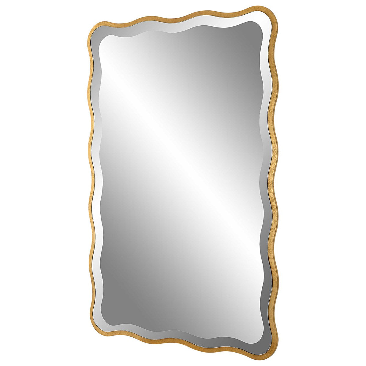 Scalloped gold mirror