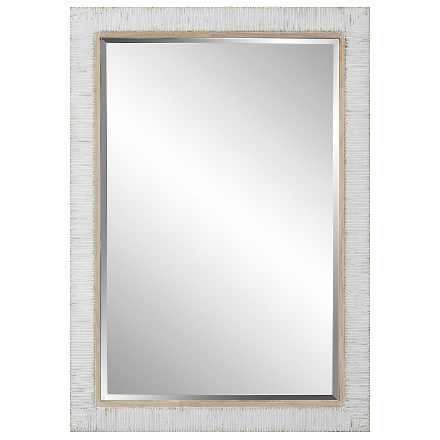 Coastal whitewash rectangle mirror