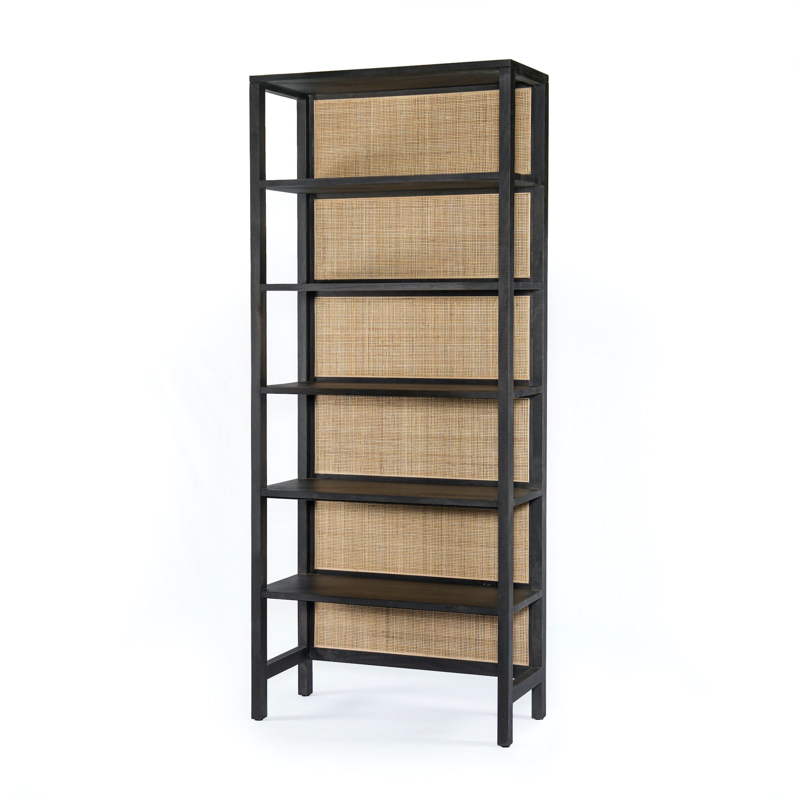 Black cane bookcase