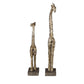 he set of two giraffe figurines feature a molded clay texture with an antique plated metallic silver finish and set atop lightly antiqued concrete bases (set of 2).
