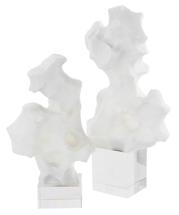 Abstract Modern White Sculptures - Set of 2