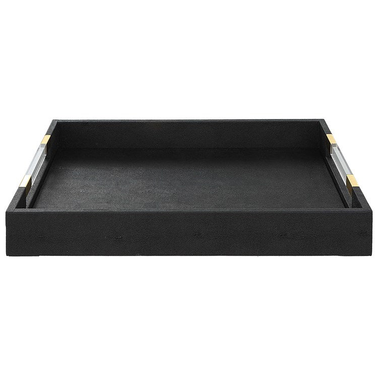 Modern Black Tray with Acrylic Brass Pulls