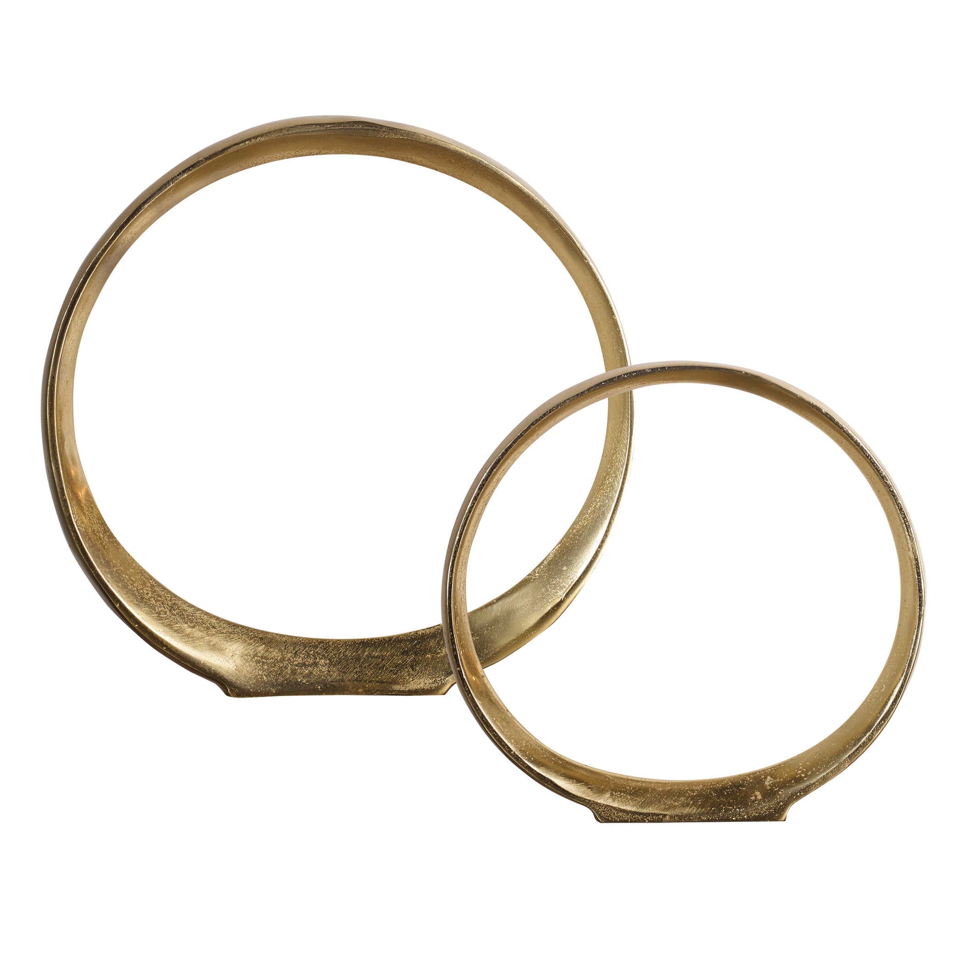 Set of 2 aluminum self-standing gold rings