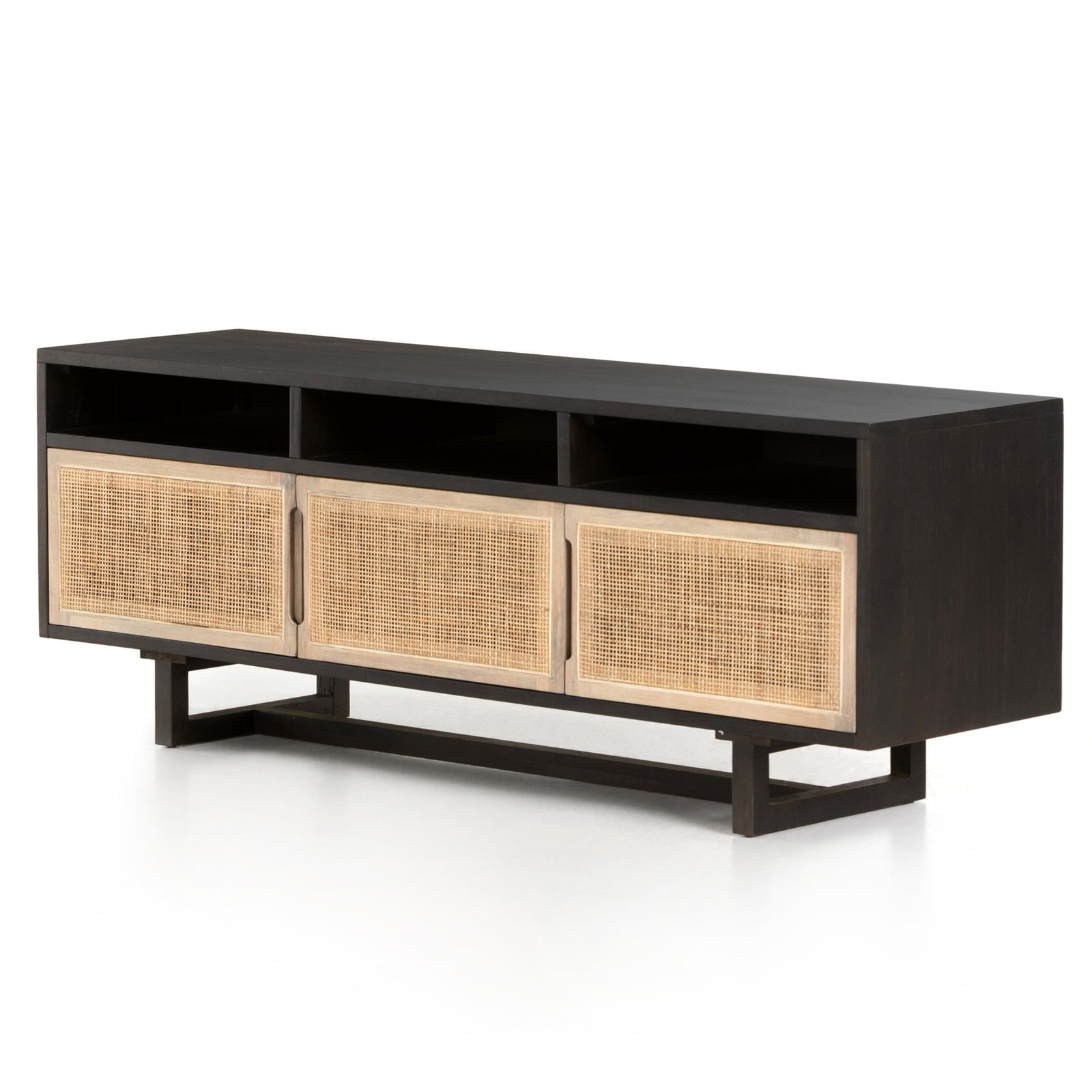 Sideboard with Natural Rattan and Black Mango Wood
