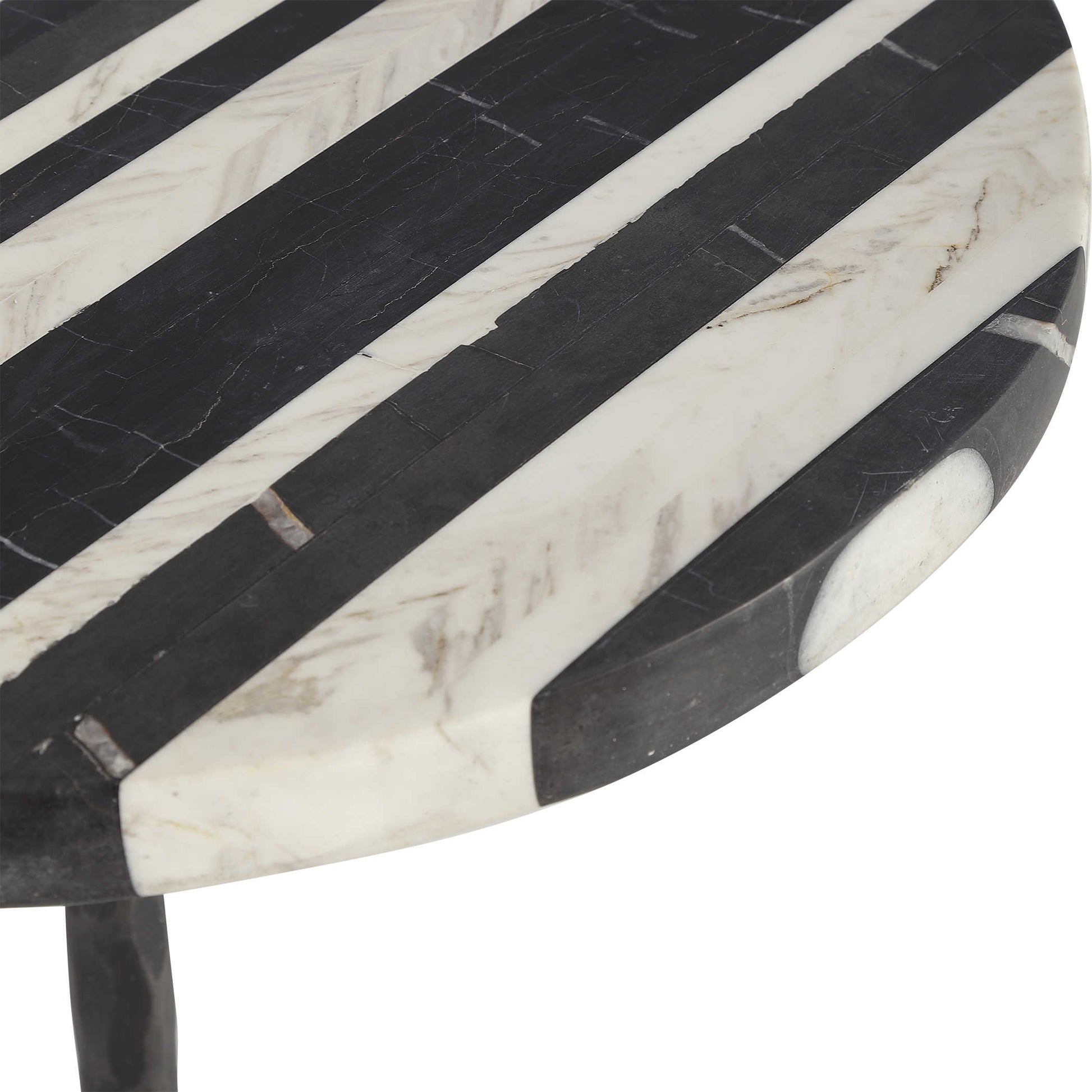 Close-up image of zebra marble top.