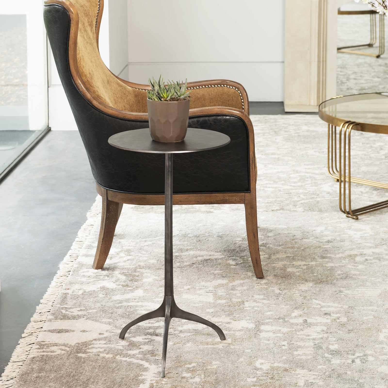 Industrial Nickel Accent Table