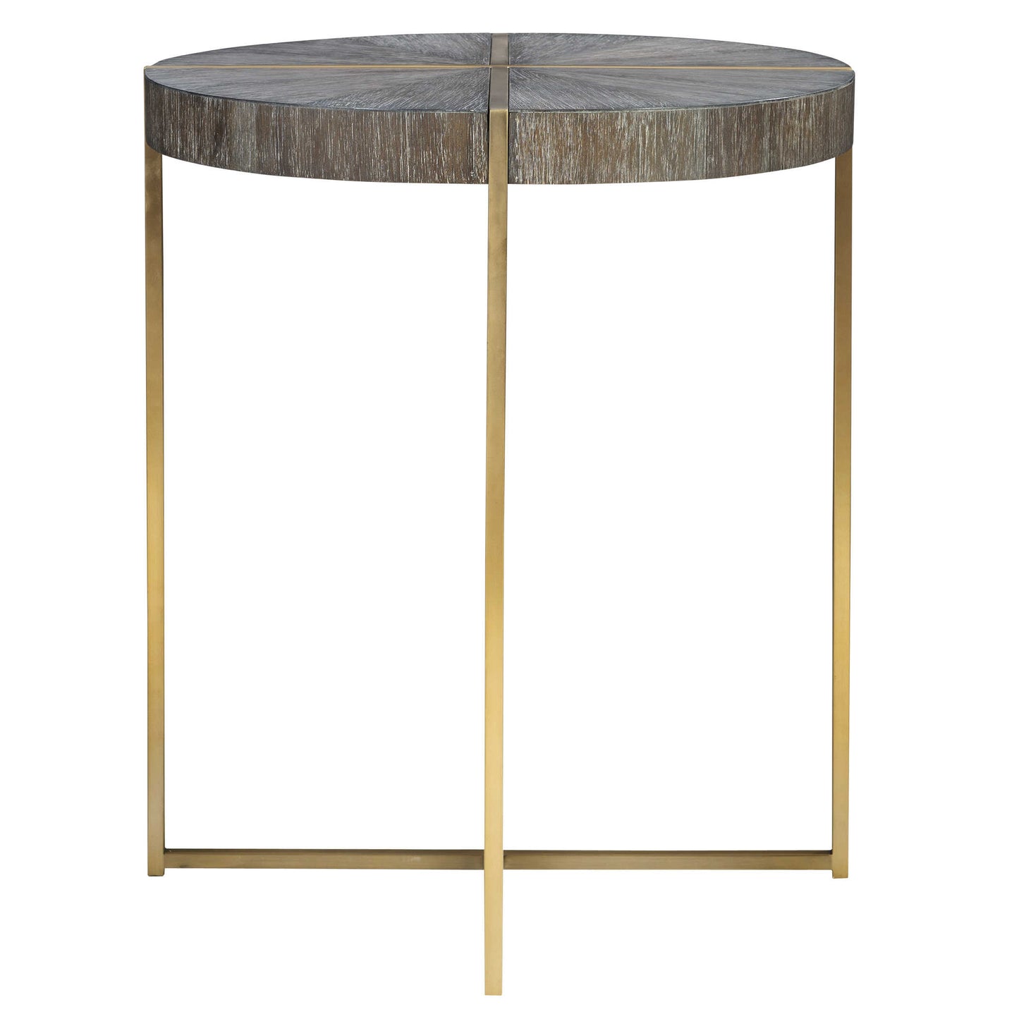Contemporary Walnut Table with Brass Finish
